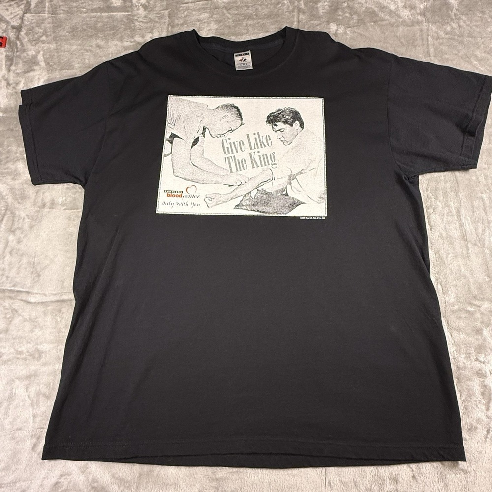 Elvis Presley Give Like The King Blood Donation T-shirt Size XL Black Music